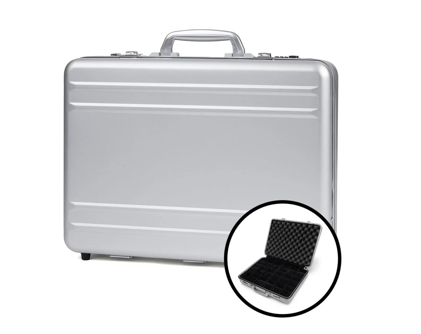 Invicta 18 Slot Aluminum Watch Briefcase IPM547X-SIL Lock Luxury Storage Case