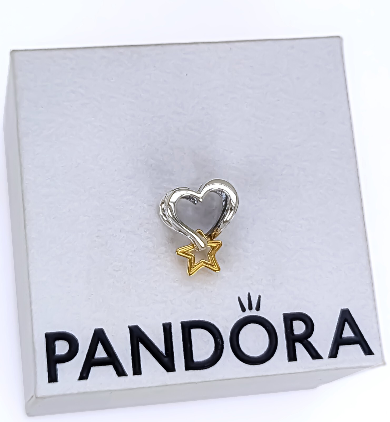 New 100% Authentic PANDORA Gold Silver My Lucky Star & Heart Charm 763513C00