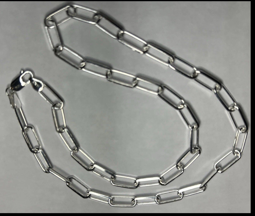 925 SOLID Sterling Silver PAPER CLIP CHAINS 5.7mm Necklace 20 22 24 in Italy NEW