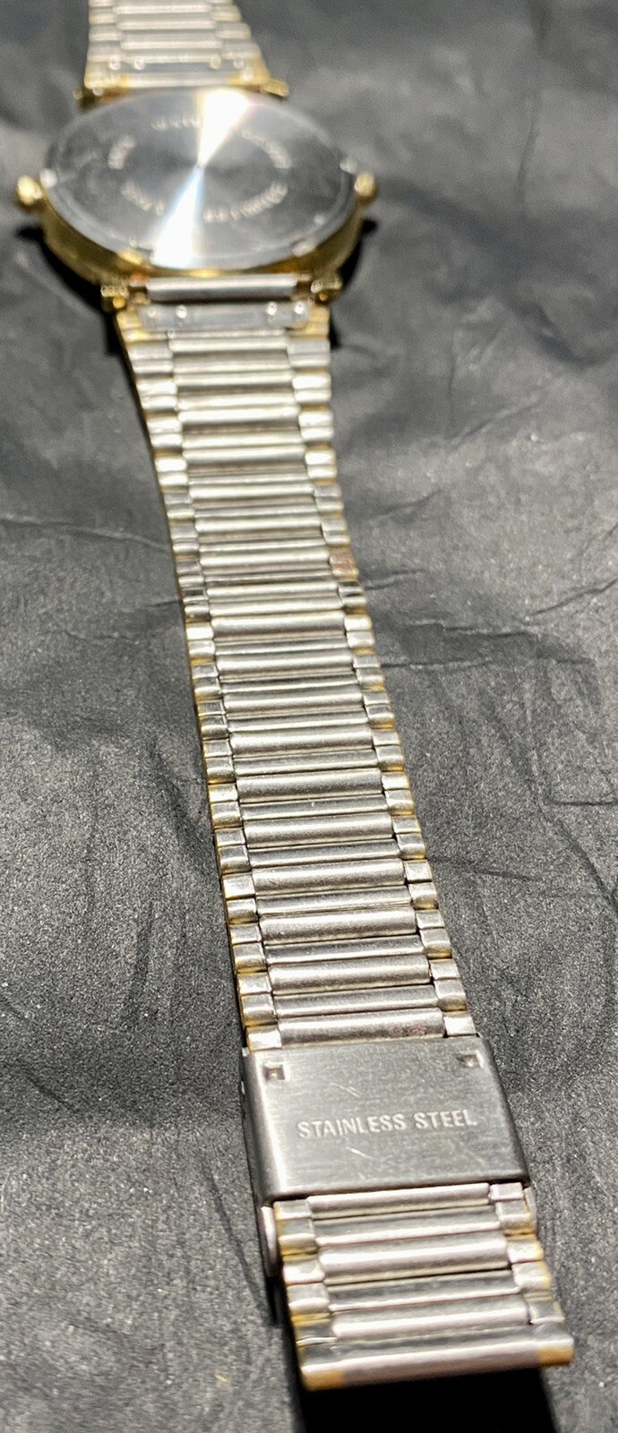Vintage Ferro All Stainless Steel Gold/Silver Mens Watch Calendar Roman Numerals