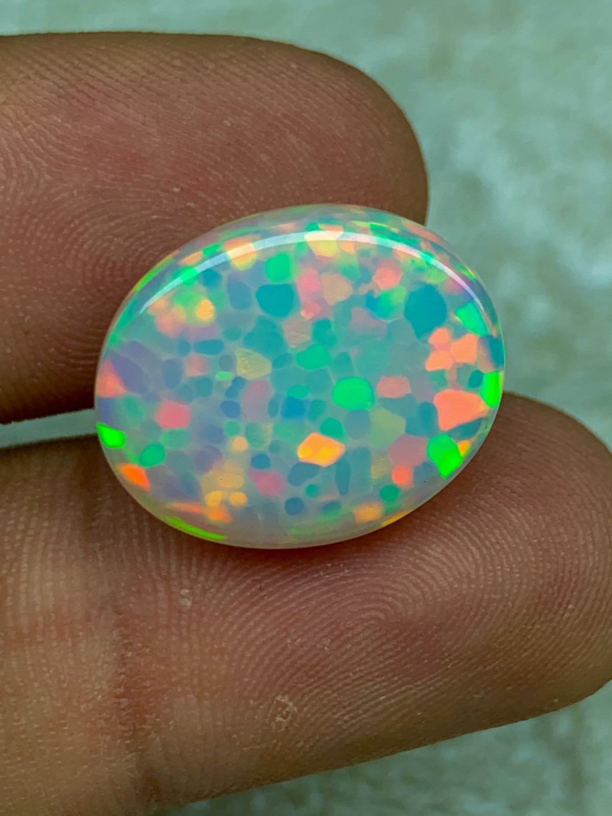 Perfect Honeycomb 12.90crt Natural Ethiopian Welo Opal Oval Cabochon Loose Gem