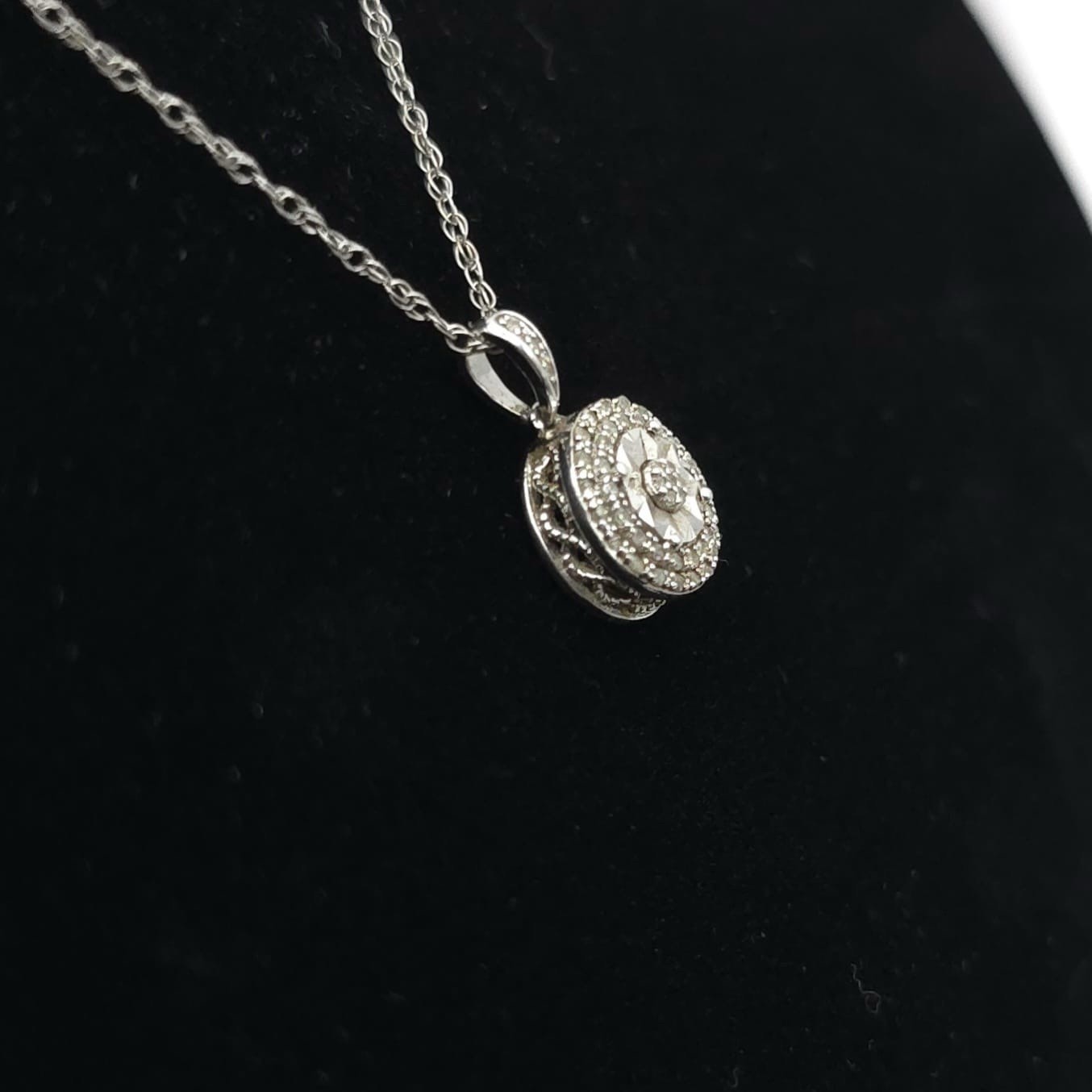 MIDAS 925 Cable Chain Necklace Genuine Diamond Charm Pendant