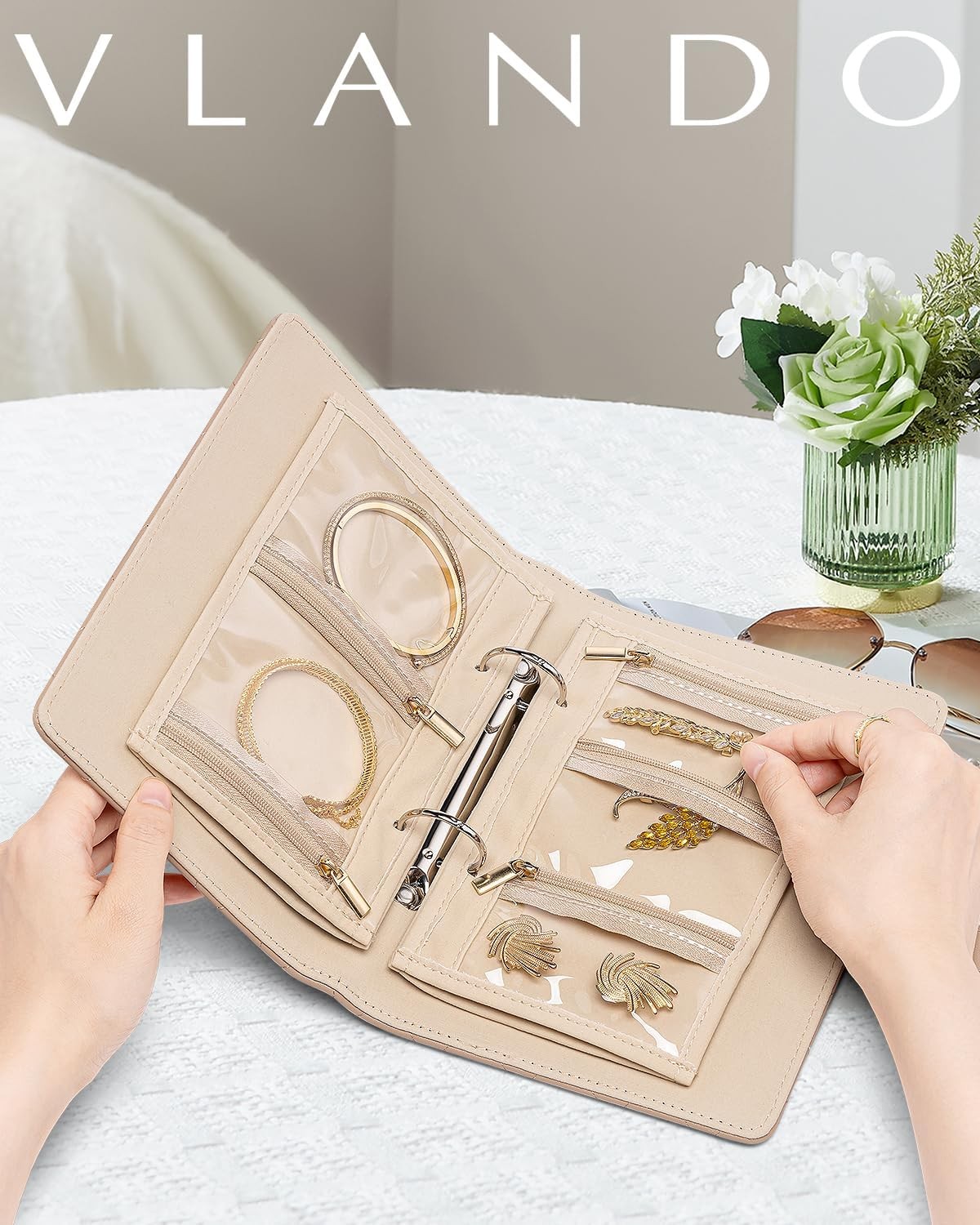 VLANDO Travel Jewelry Organizer Case,Jewelry Storage Book,Jewelry Pouches Bags