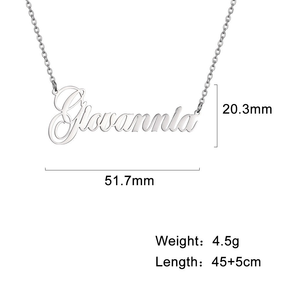Personalized Name Necklace – Custom Script Pendant, Stainless Steel, Elegant Gif