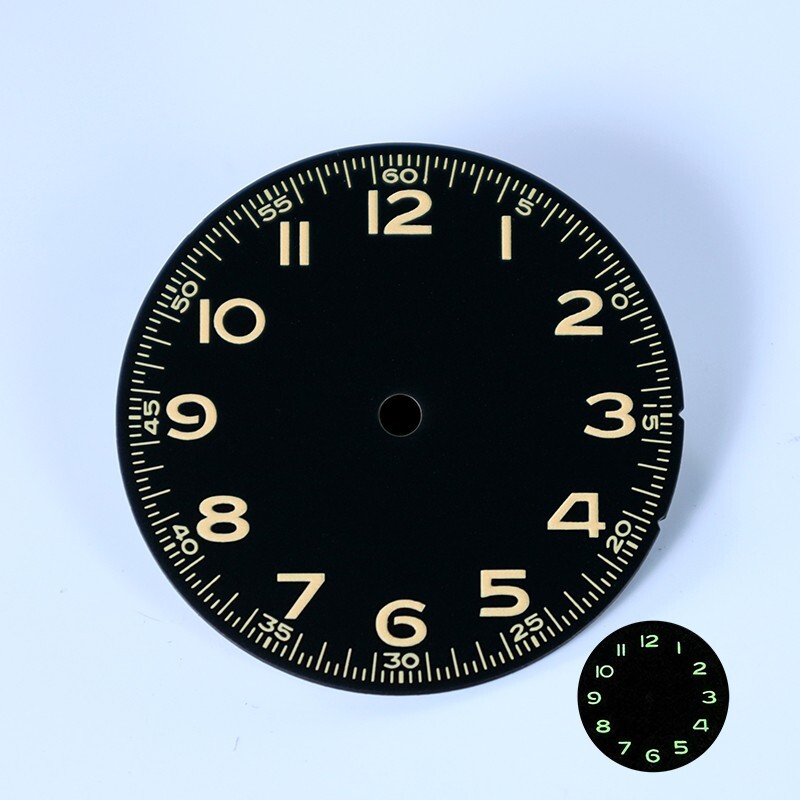 DS Matte black Vintage beige luminous Green glow Numeric Hour Marks No logo