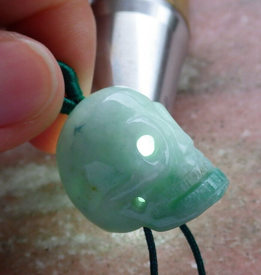 Video Certified Green Natural A Jade jadeite pendant Human Skull Head 骷髅头 408160