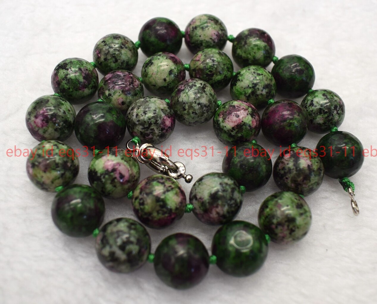 14mm Fashion Red Gems in Zoisite Round Gemstone Beads Necklace 16-48”