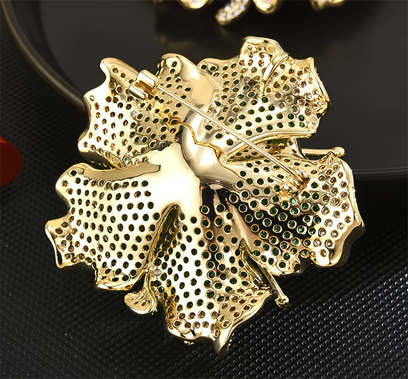 Handmade Custom Green Large Peony Flower Brooch With High Quality Design Brooch
