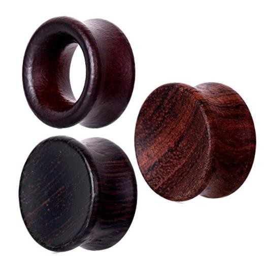 3 Pairs Gauges For Ears Wood Saddle Fit Solid Organic Earrings Plug Gauges