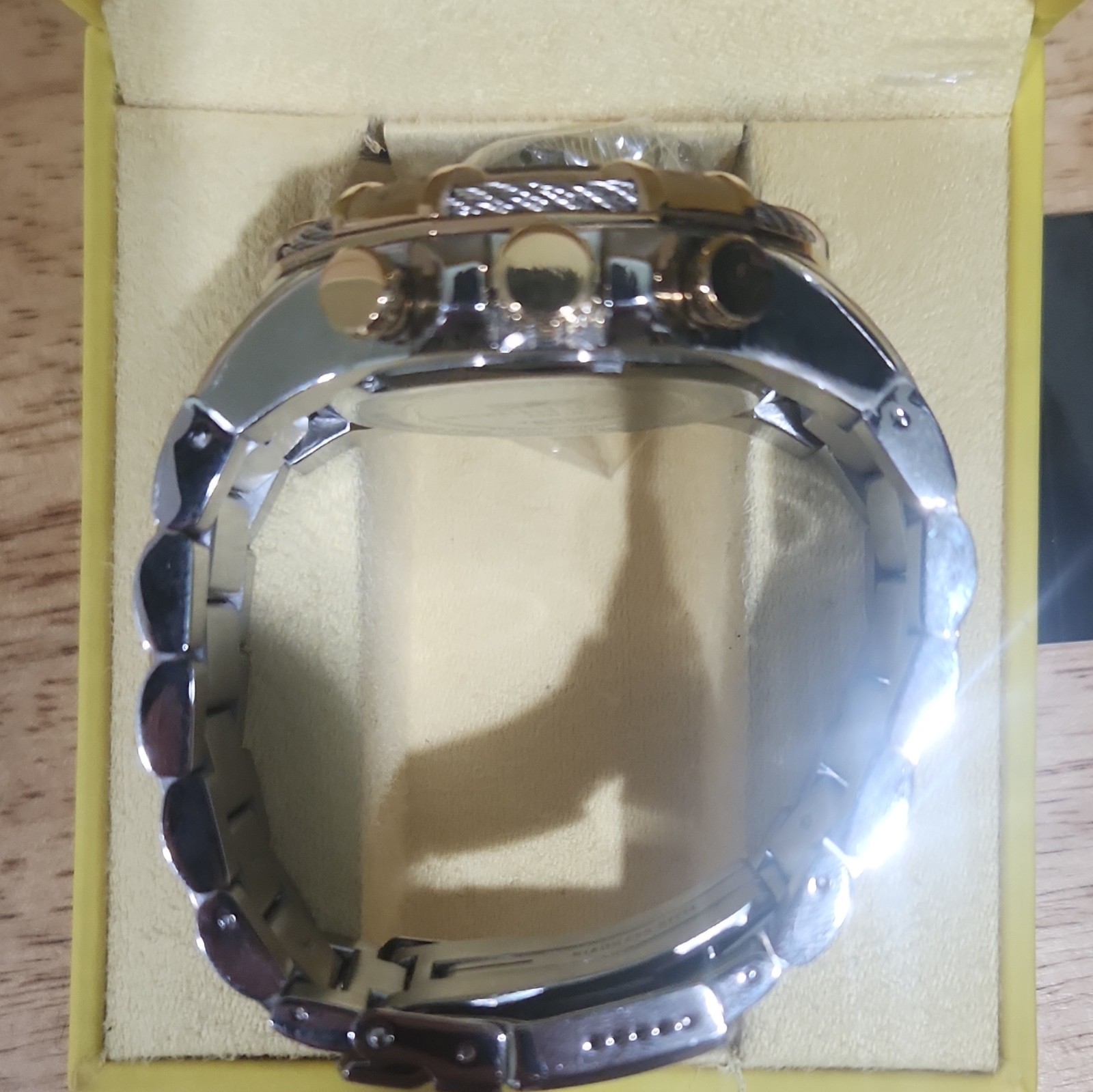 Invicta 25864 Quartz Chronograph 100m Two-Tone SS Bracelet Date Box