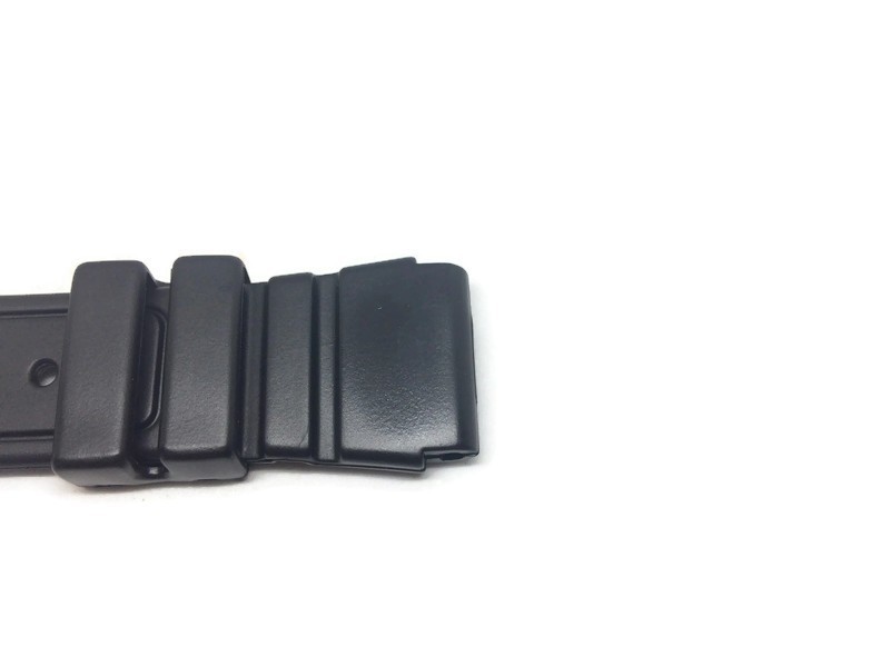 Black PVC Watch Strap 22mm (25mm) PVC, XL, Stainless Steel Buckle, 215mm long