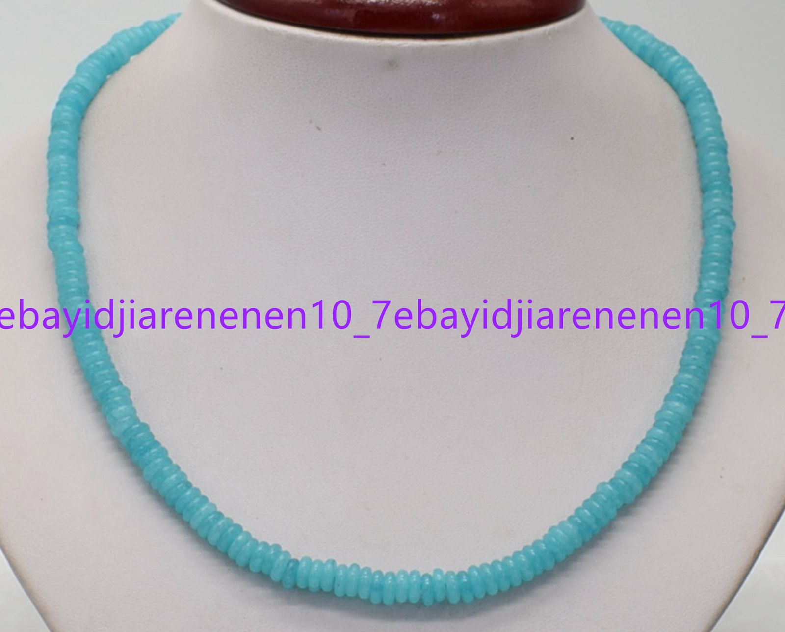 Natural 3x8mm/4x10mm Blue Aquamarine Gemstone Abacus Beads Necklace 18 in