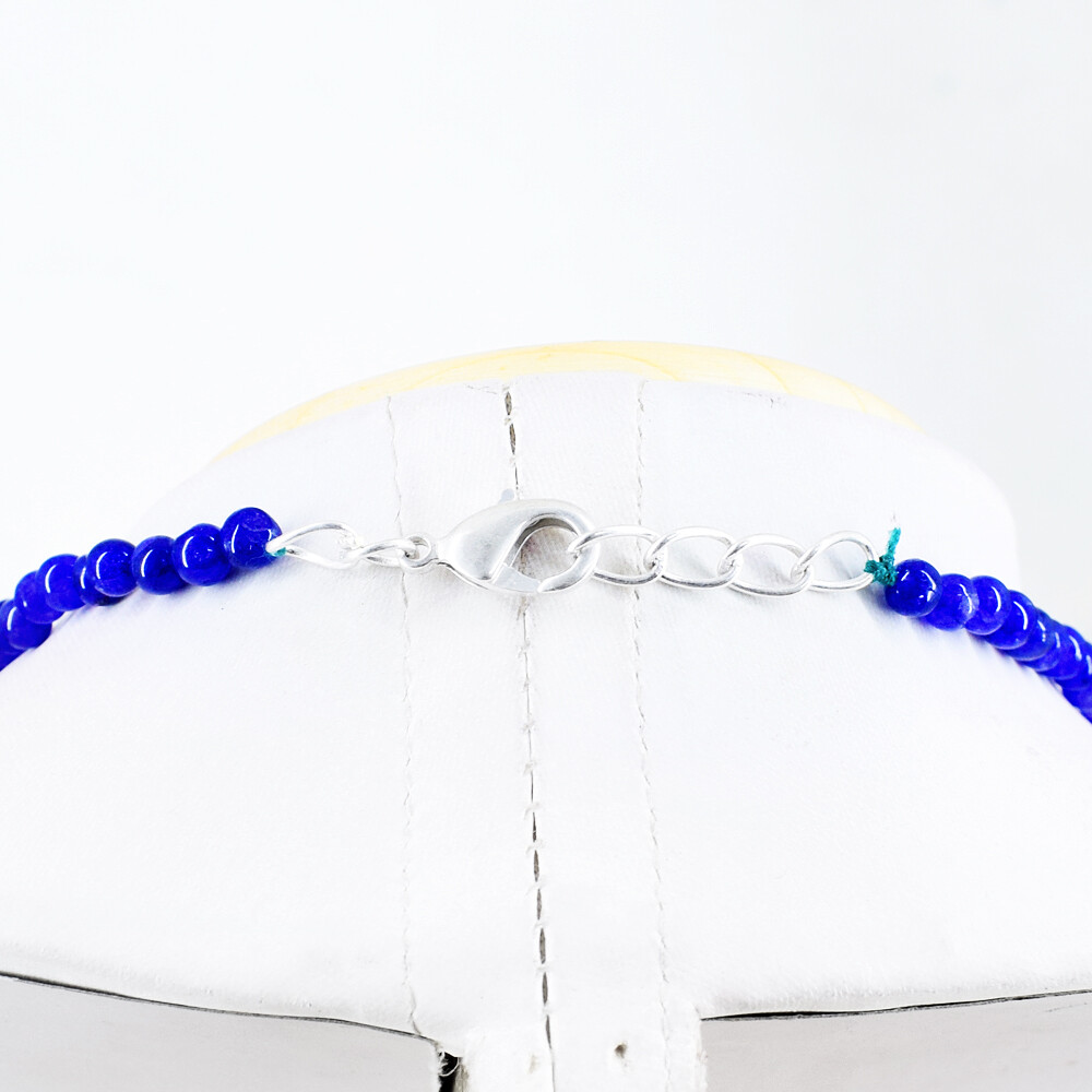 Single Strand 90.00 Cts Earth Mined Blue Sapphire Round Beads Necklace NK34E49