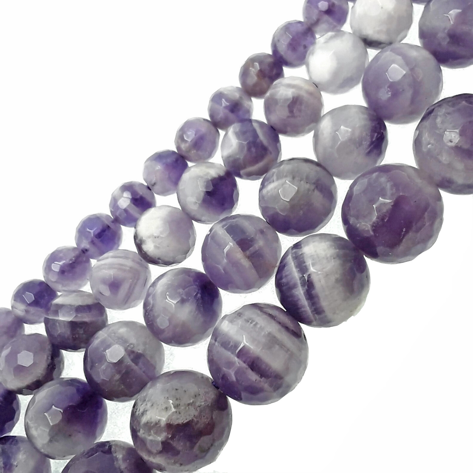 Chevron Amethyst Faceted Round Beads 4mm 6mm 8mm 10mm 12mm Approx 15.5″ Strand