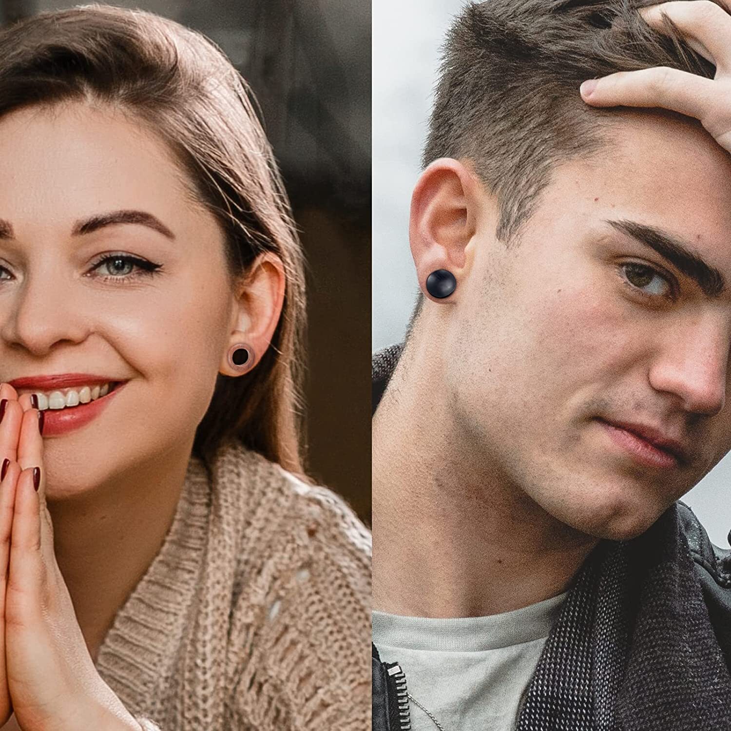 2PCS Saddle Concave Ear Plugs-Organic Wood Ear Gauges Expander Tunnels Piercing