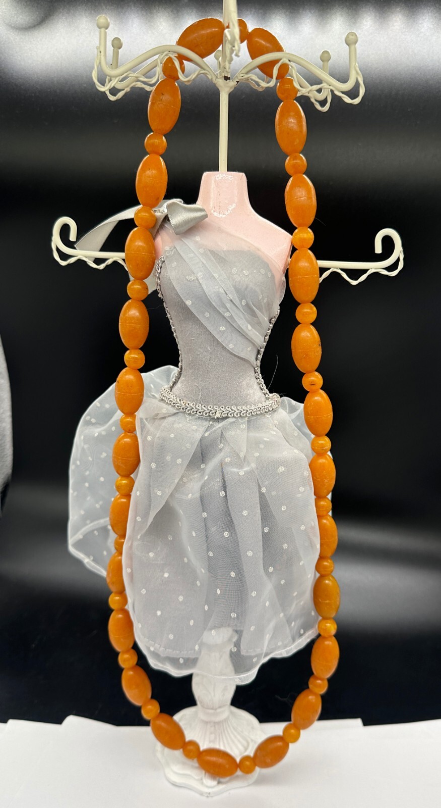 🙌Vintage plastic beads amber color imitation Length 40 cm (15.7 inches)ЮБ9