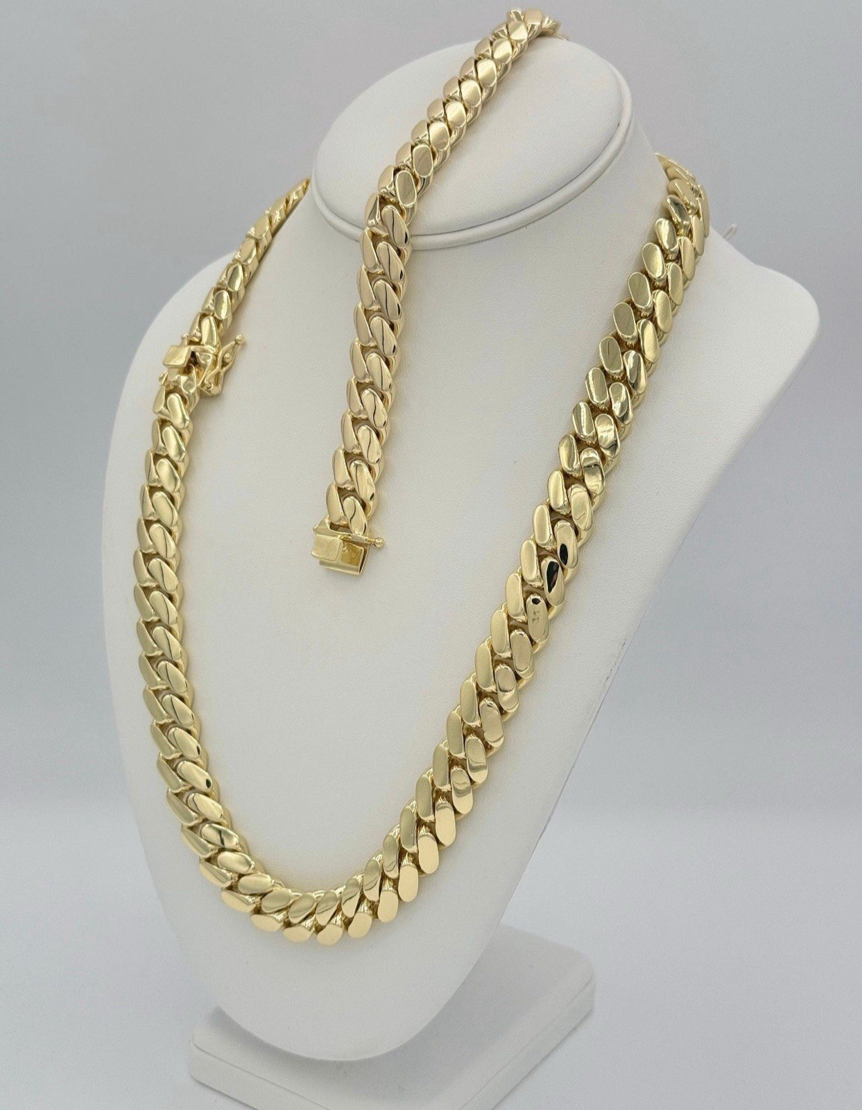 12mm Cuban Gold Bonded Set Chain And Bracelet +FREE RING