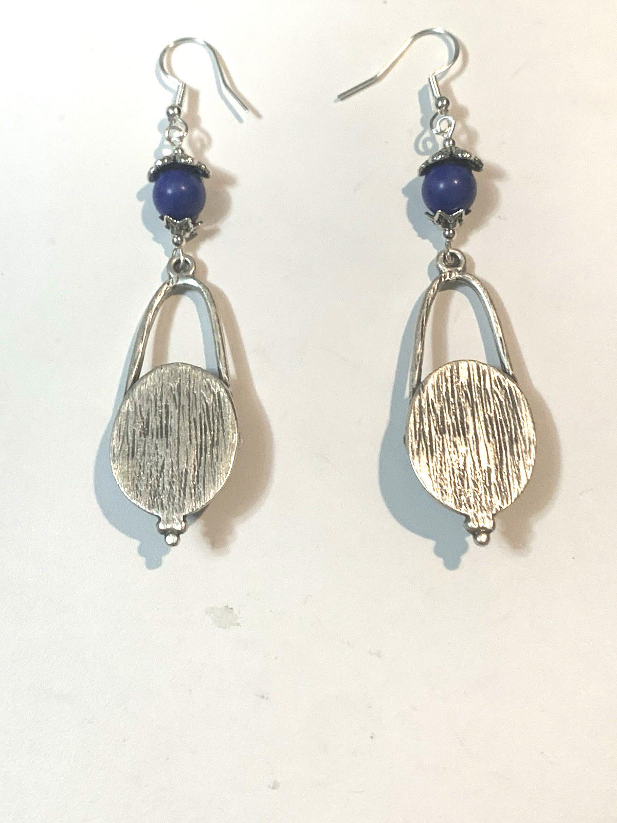 NEW ITEM* HANDCRAFTED EGYPT CARVED VTG. LAPIS SCARAB EARRINGS-NEW-.925 EAR WIRES