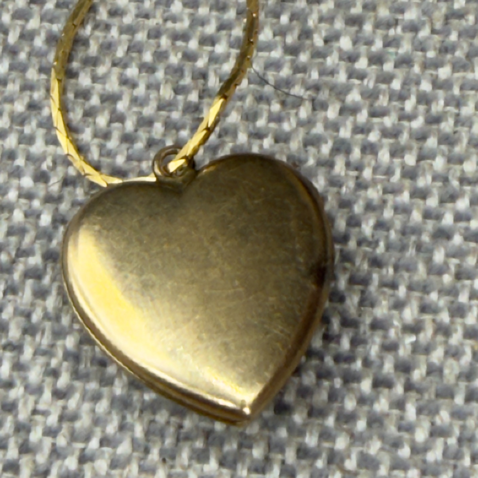 Vintage Necklace Heart Locket Cameo 10 KT Gold Filled Blue Guilloche Inside