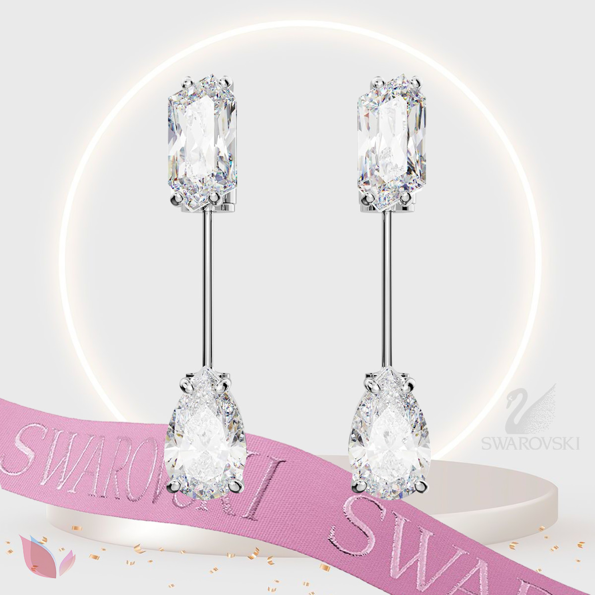 Swarovski Mesmera Mixed Cut Stone Set Earring Bar (2 pieces).