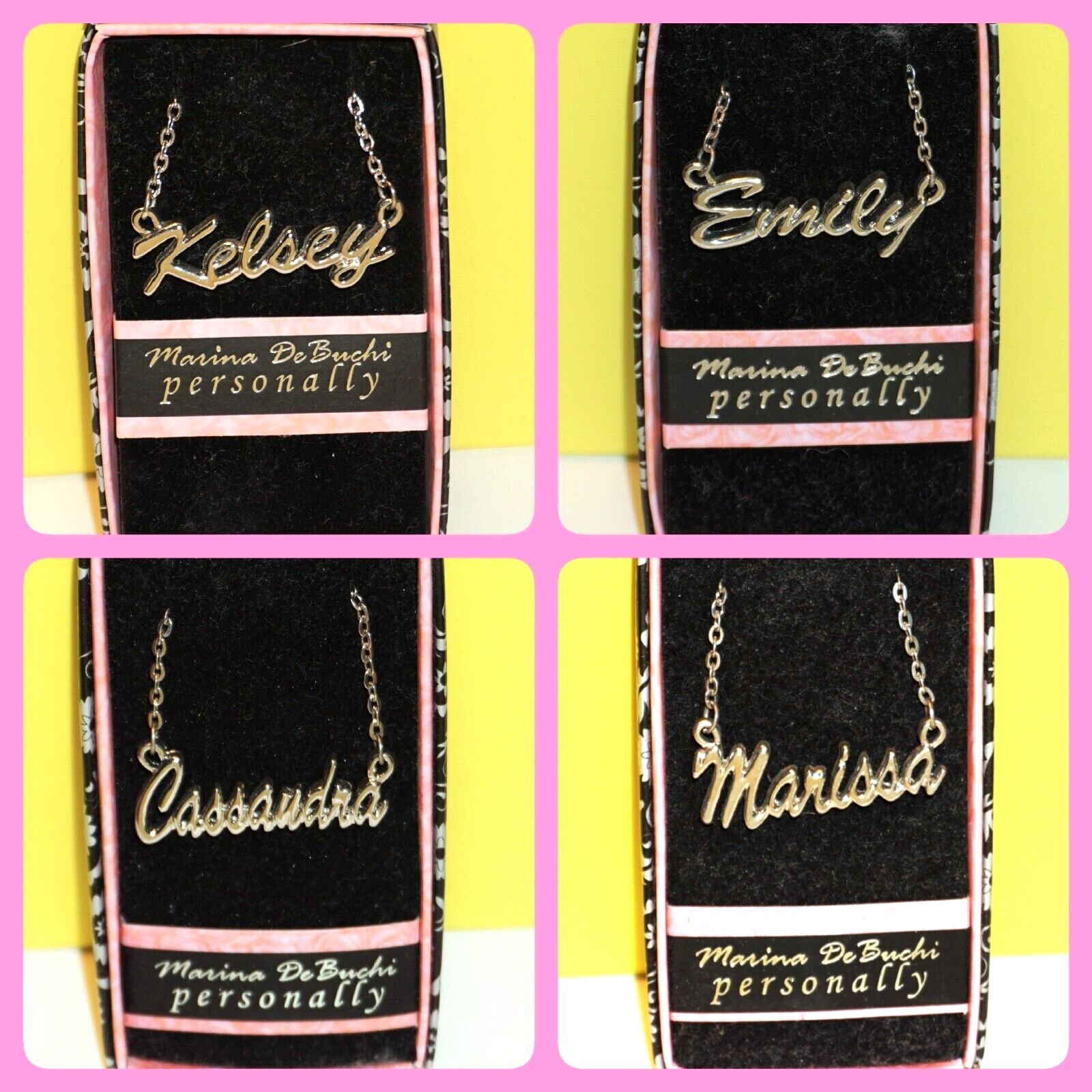 Name Necklace Marina DeBuchi Silver Plated Personalized Choose Name NWT JB