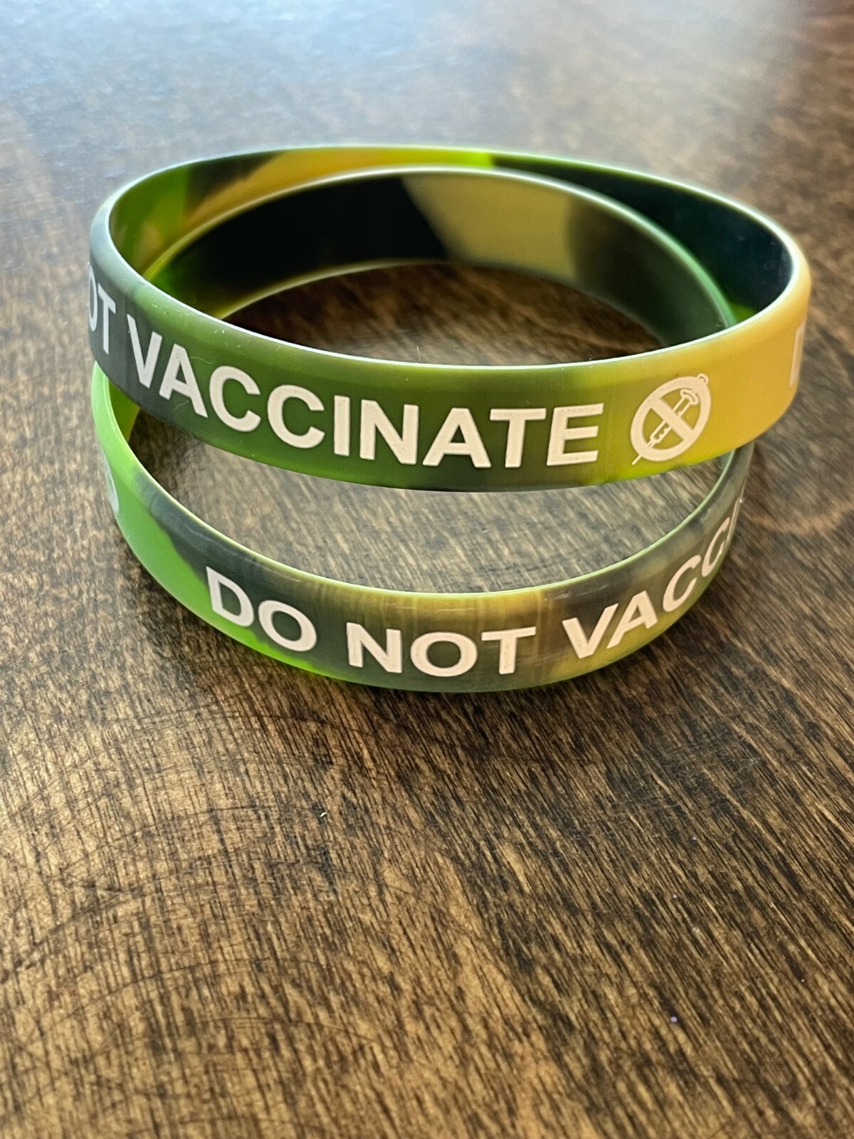 2 Adult Do Not Vaccinate bracelets Lrg XLrg antivax camo green pink blue