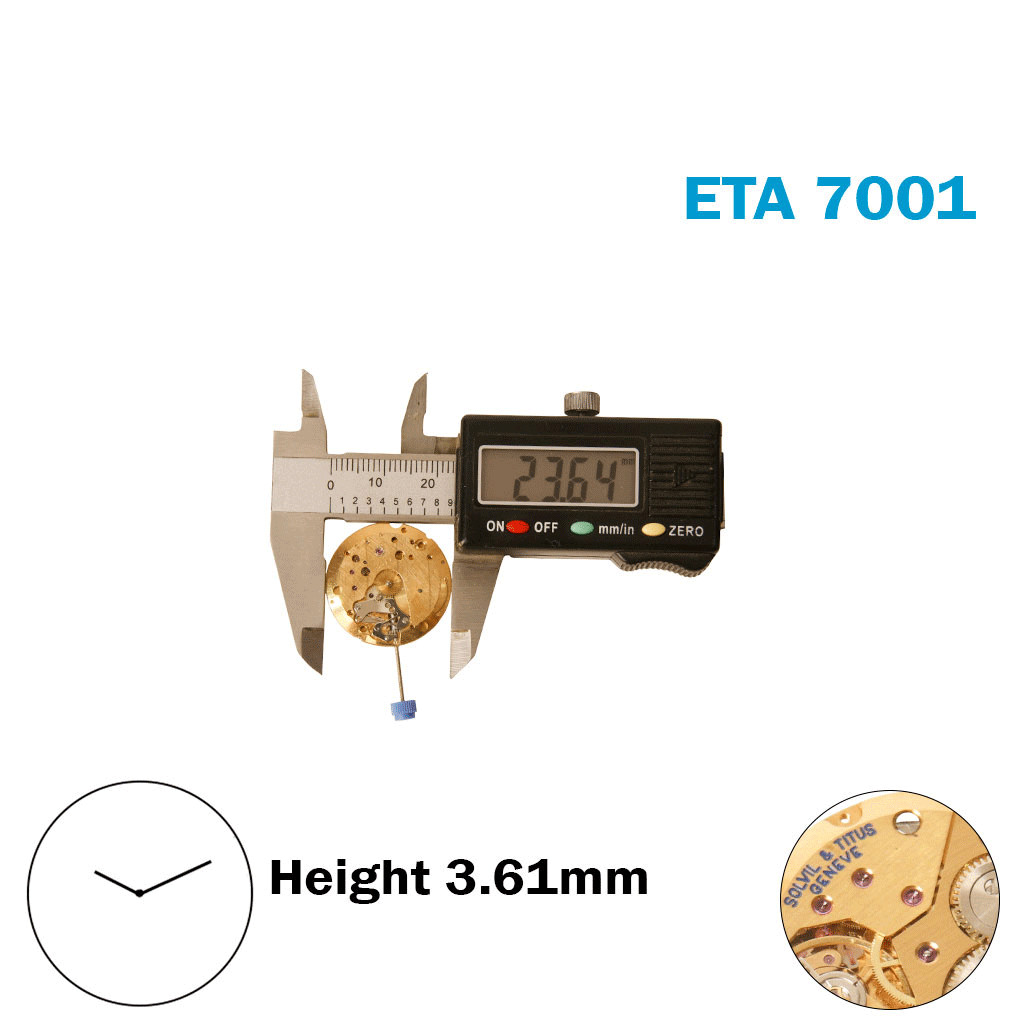 ETA 7001 Solvil & Titus Geneve- Manual – Swiss Movement-Without Disk-2 Hands.