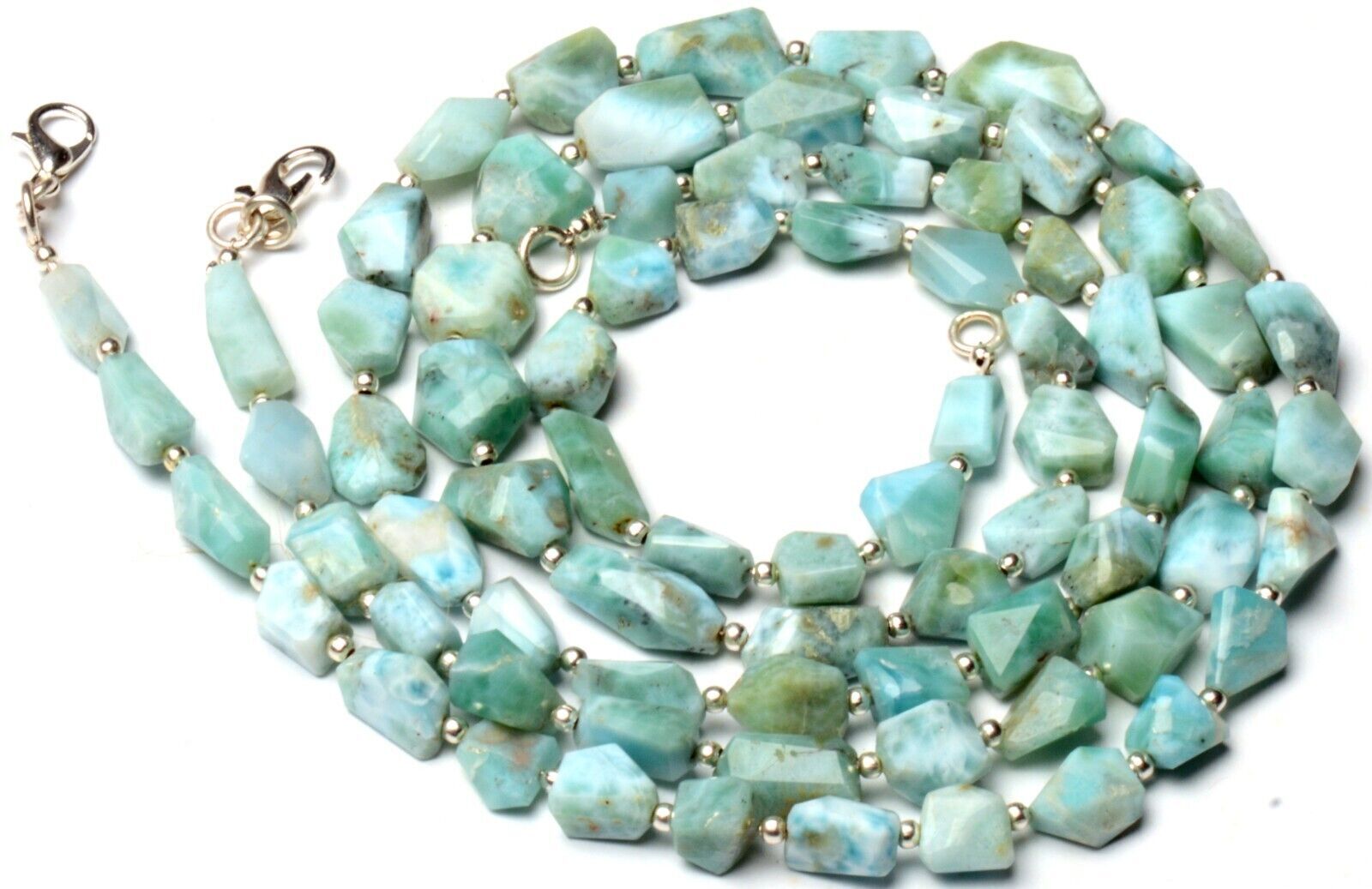 Natural Larimar Nuggets 18″ Necklace 7 to 13 mm Size Beads