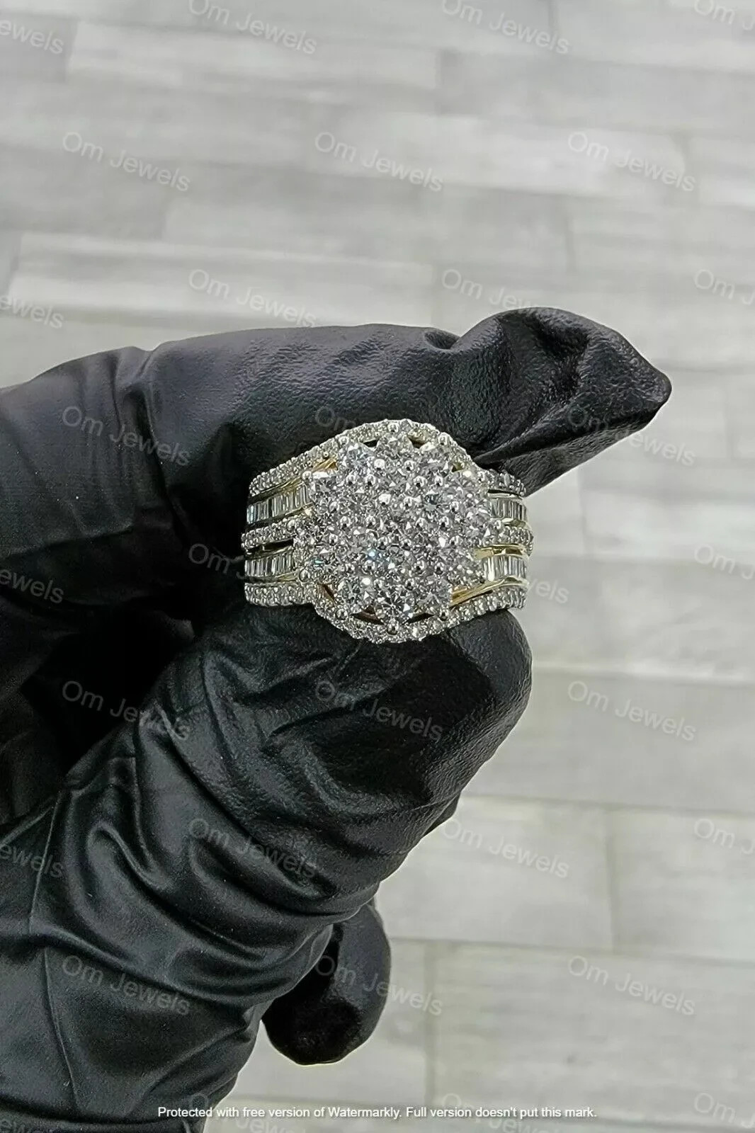 Delicated 3Ct Lab Created Diamond Engagement Ring 18K White Gold Finish