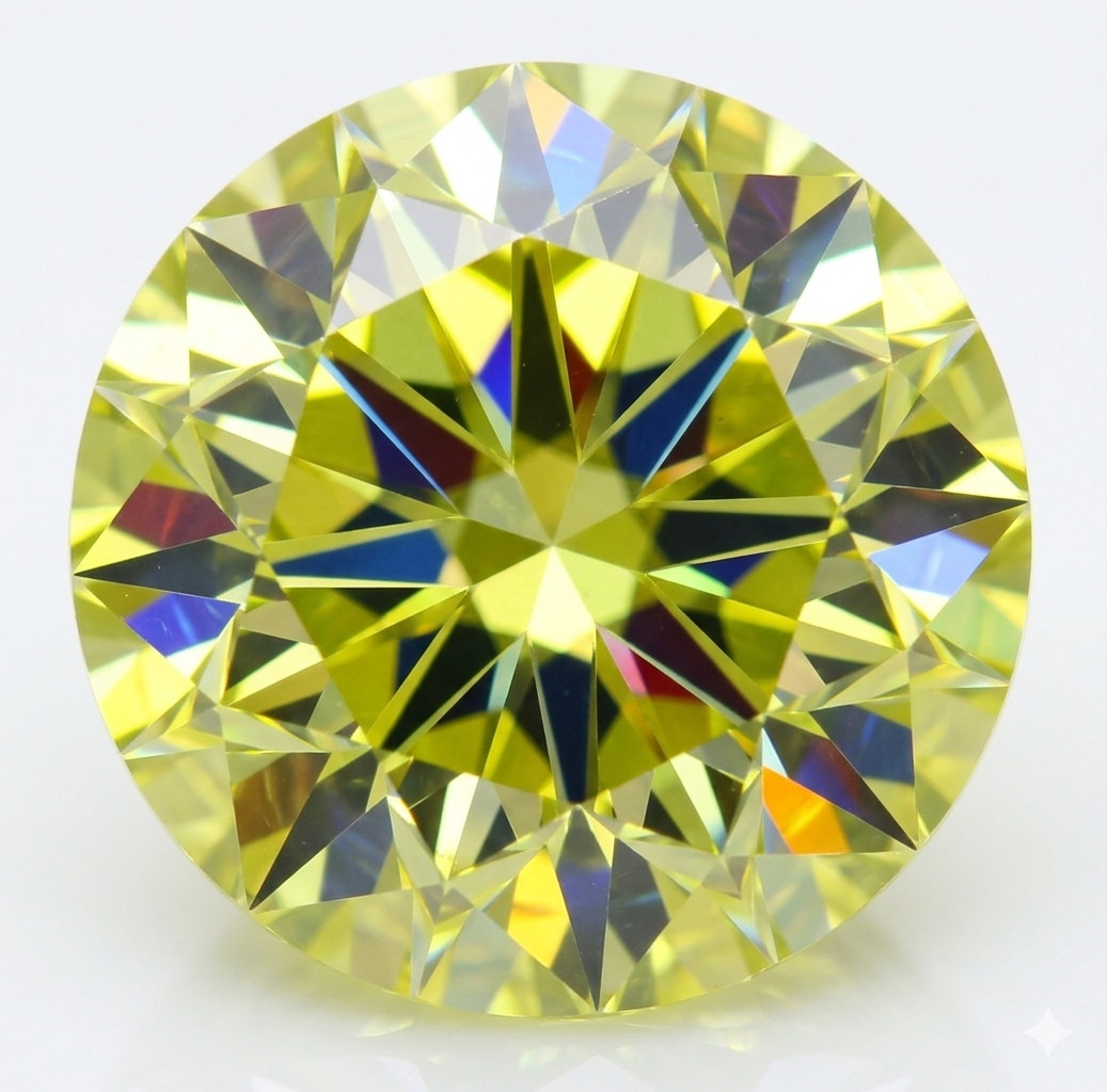 0.11 Carat Canary Yellow VVS2 Round Brilliant Natural Enhanced Diamond 2.99mm