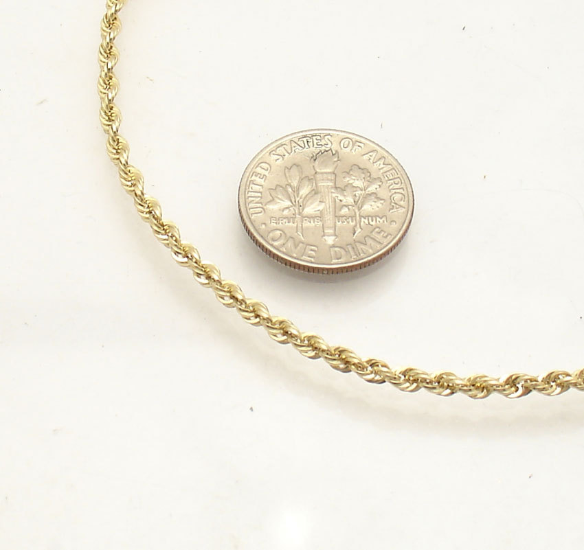 10″ 2.50mm Twisted Rope Chain Ankle Bracelet Anklet Real 10K Yellow Gold