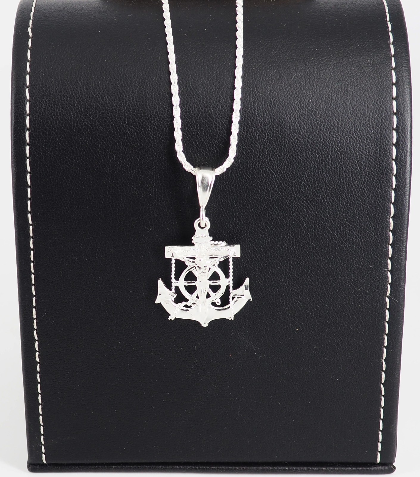 925 Solid Sterling Silver Mariner Crucifix Anchor Cross Pendant Charm Small