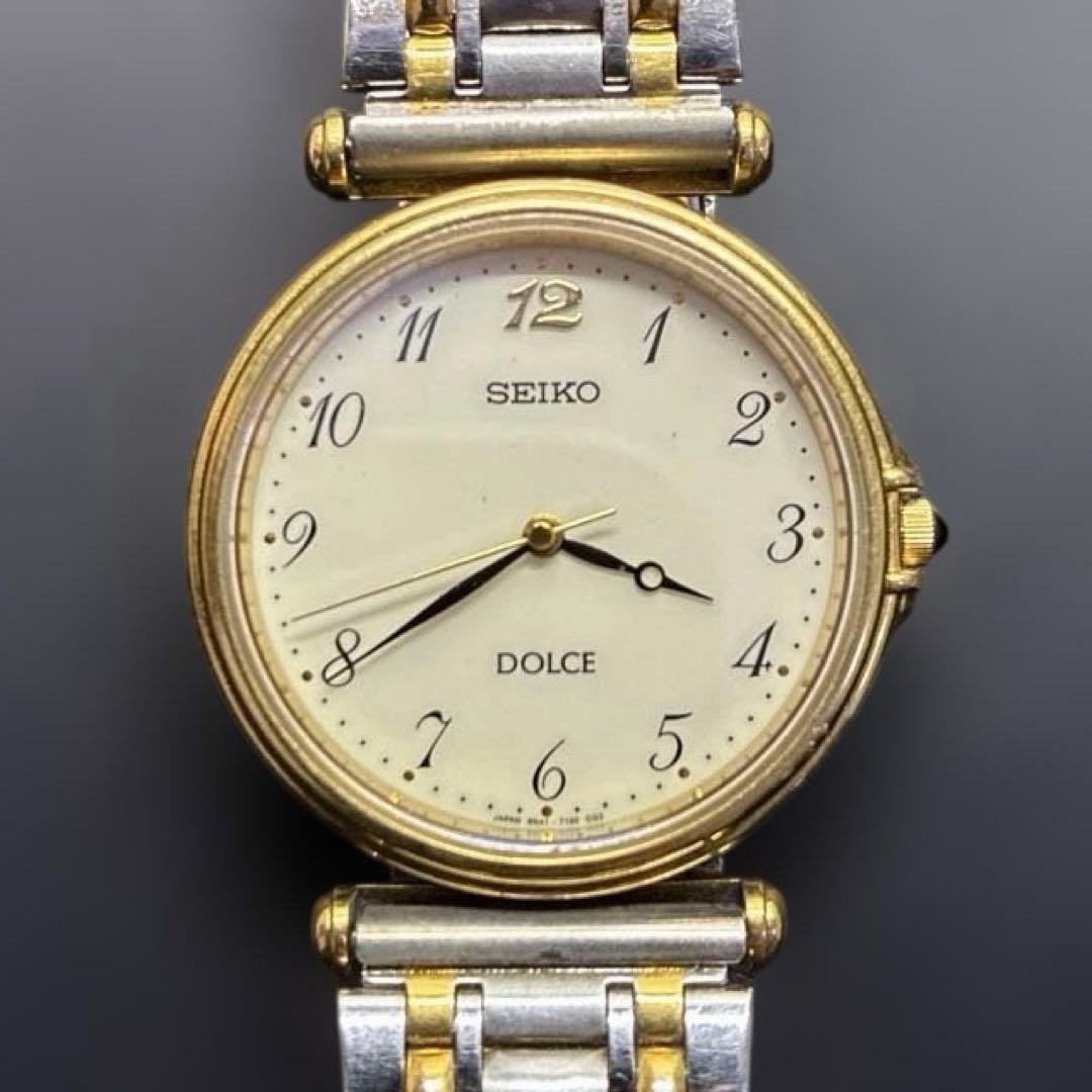 【Rare Item, Excellent Condition】SEIKO DOLCE Quartz Watch, Gold/Silver,