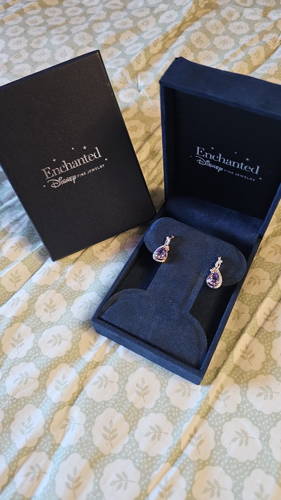 Jewelili Enchanted Disney Fine Jewelry Rapunzel Earrings for Women | 14K Rose Go