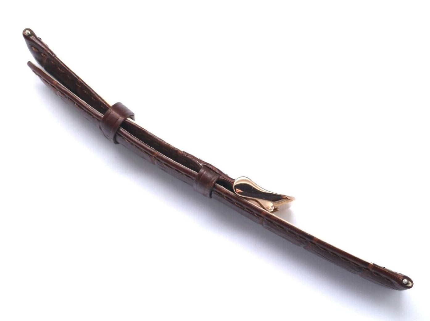 20mm Brown Croco Embossed Leather Unisex Watch Strap Band W/ Rose Gold Buckle