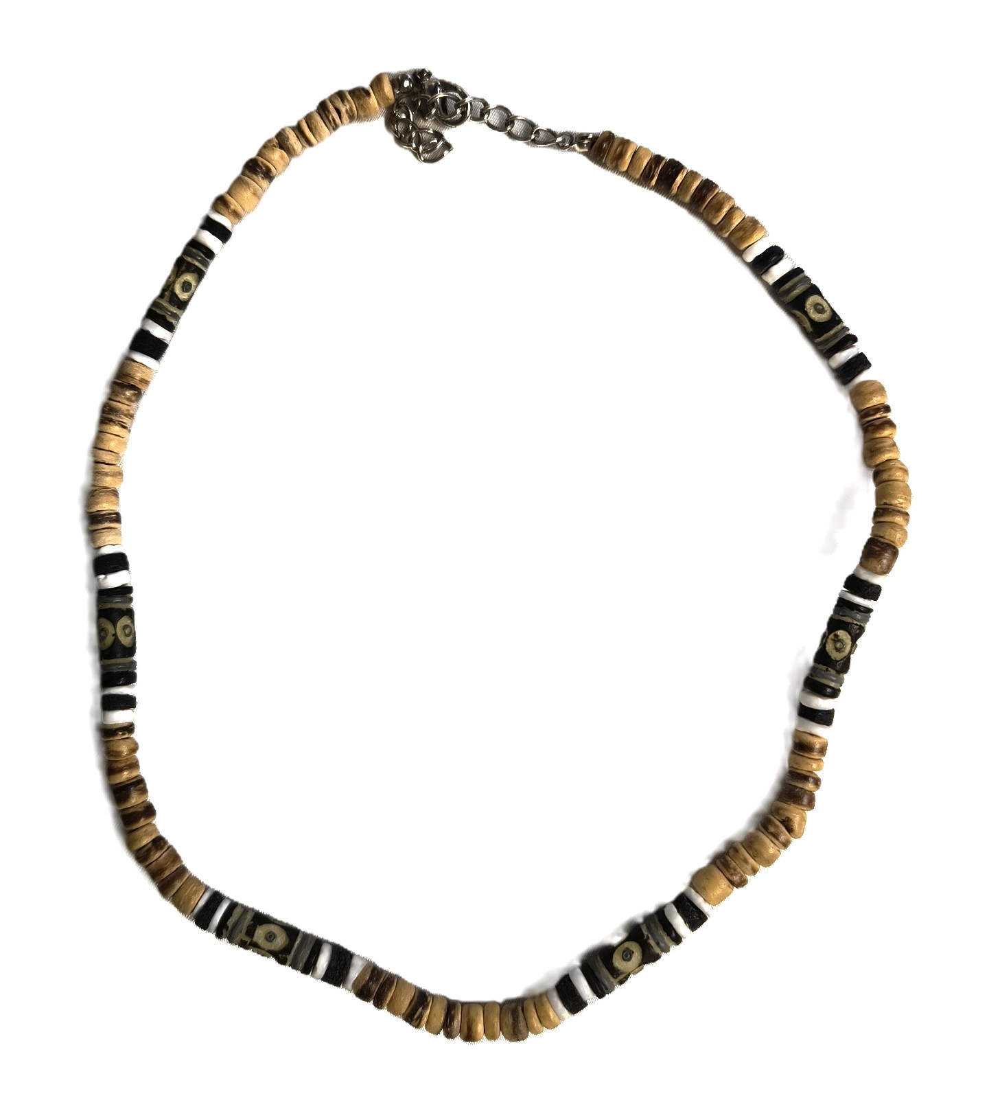 Unisex Boho Choker Necklace Ethnic Tribal Brown Black White Beads Adjustable