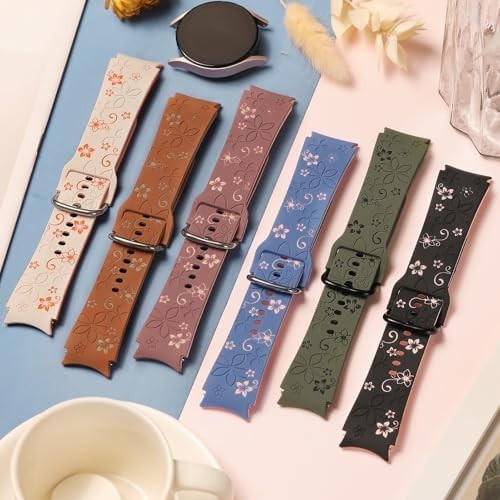 Flower Engraved Band for Samsung Galaxy Watch 7/6/5/4/FE 40mm 44mm/Galaxy Watch