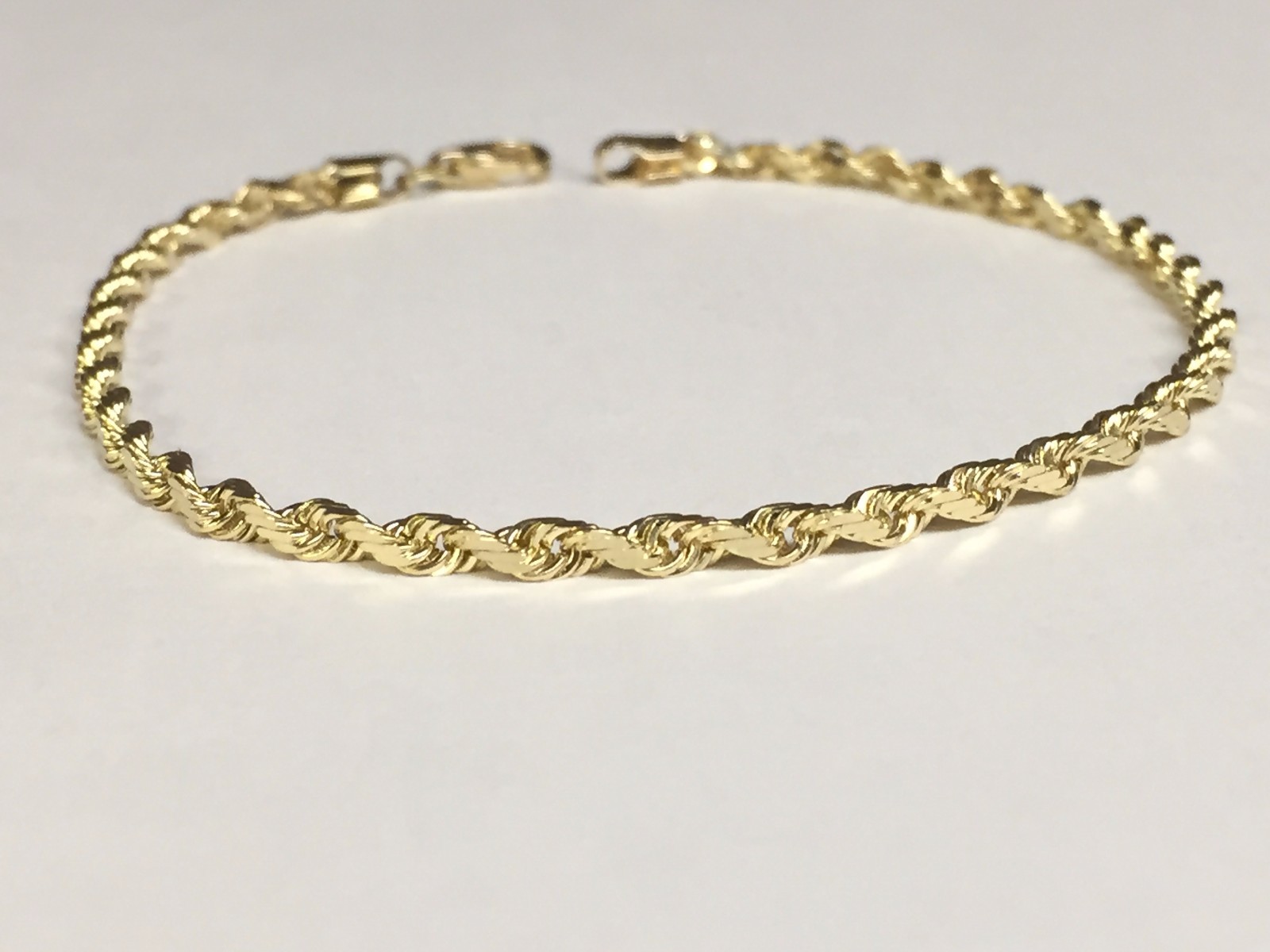 14k Yellow Gold 7″ Solid Diamond Cut Rope Link Chain Bracelet 4 mm 7 Grams