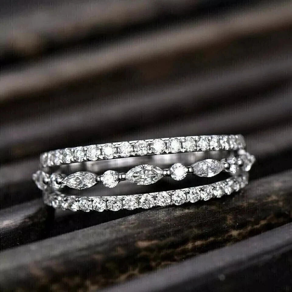 2 Ct White Treated Diamond Ring VVS1 Color F Certified ! Statement Band