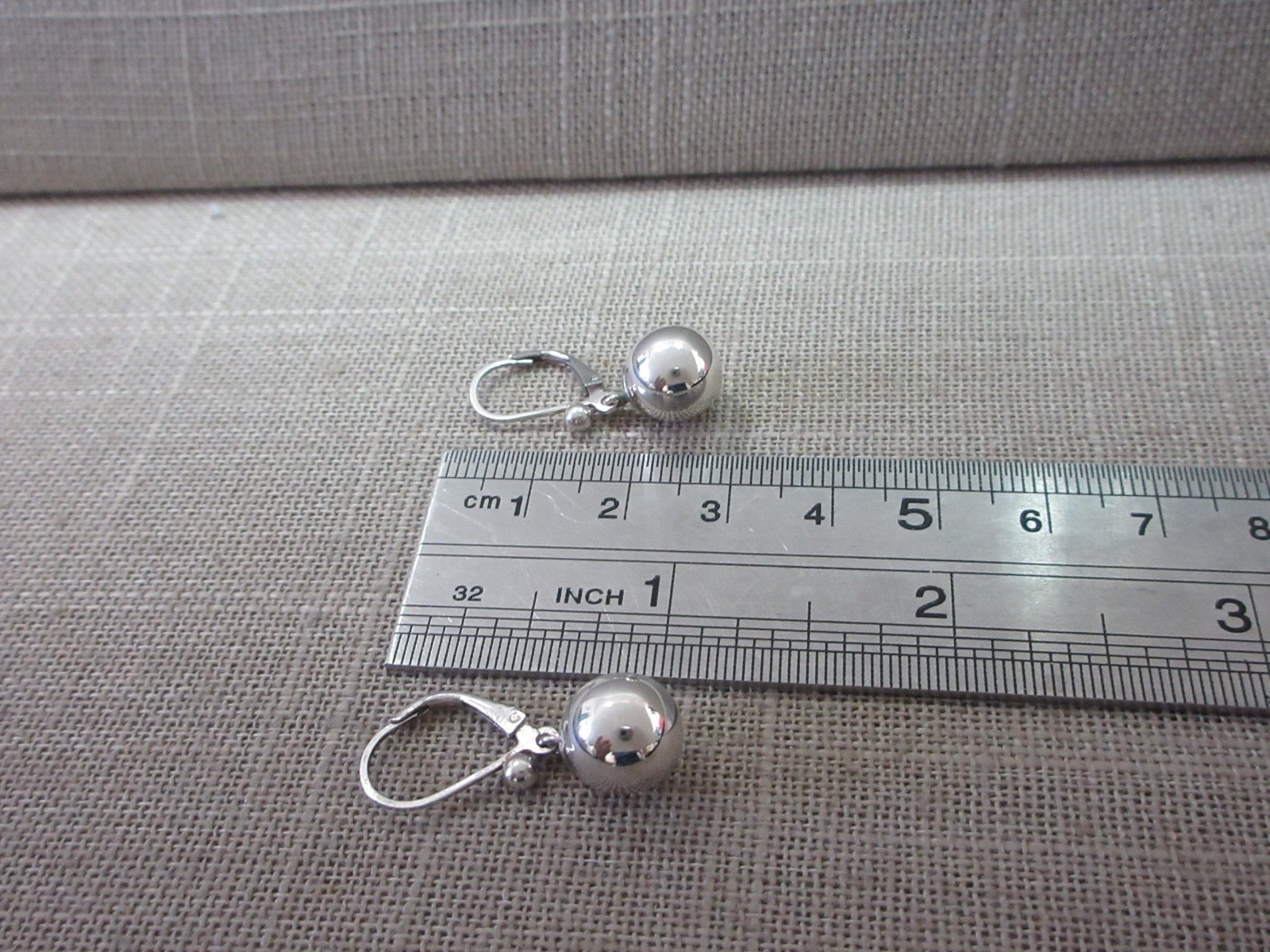 NF 925 Sterling Silver Lever Back 9.67mm Ball Earrings 2.82Grams