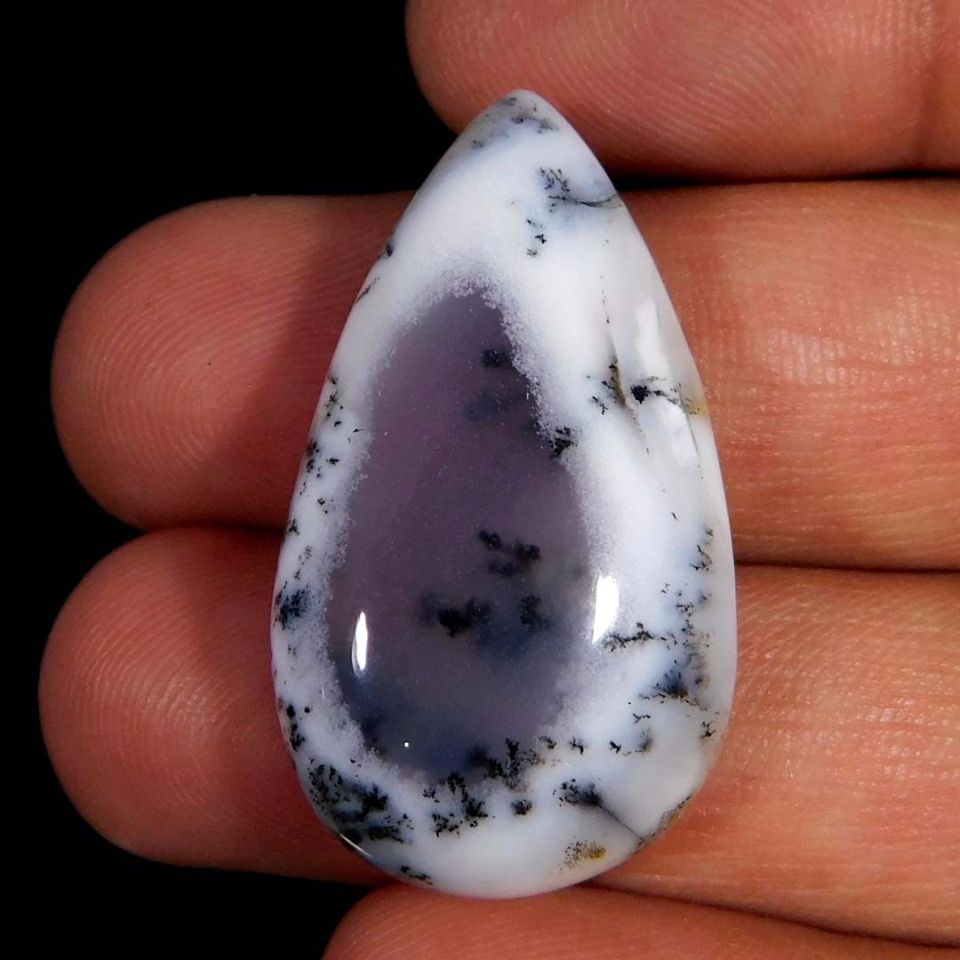 34.15Cts. Natural Dendritic Opal Pear Cabochon Reiki Healing Loose Gemstone