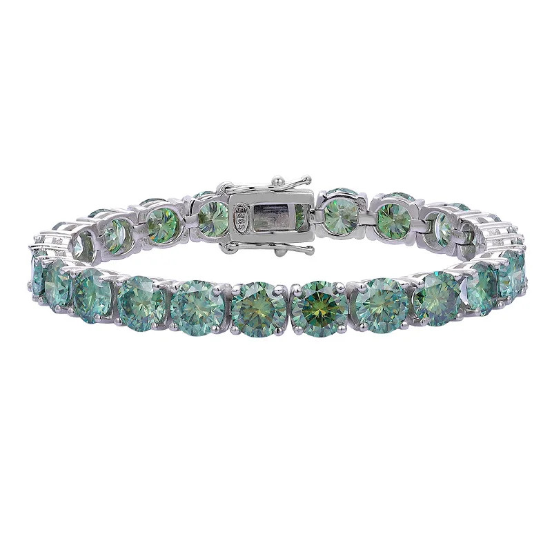 3mm-6.5mm Moissanite Tennis Bracelet S925 Silver Green Moissanite Bracelet Chain