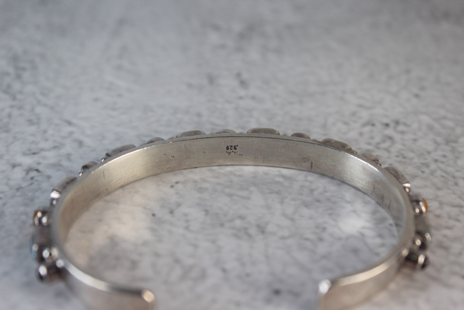 Vintage South Western Multi Stone Cuff Bracelet in Sterling Silver