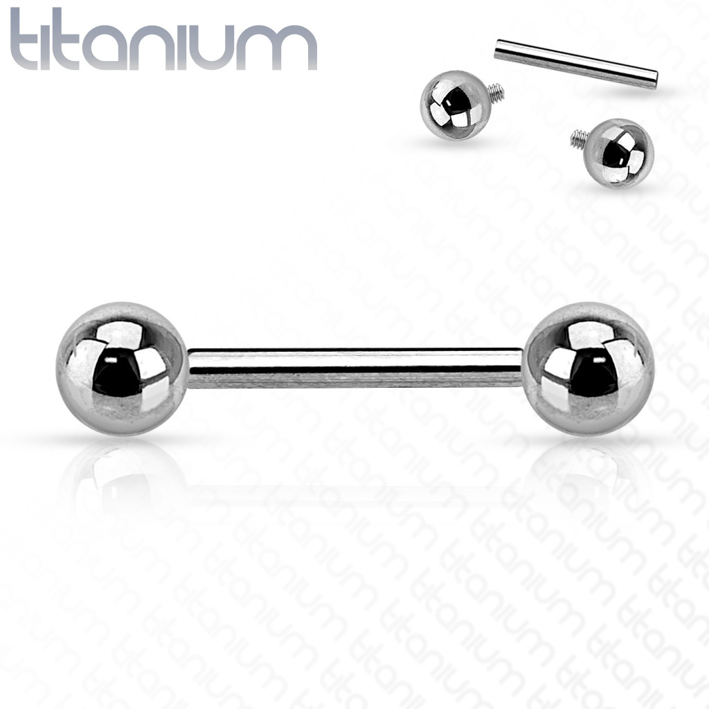 PAIR Internally Threaded Solid Titanium Barbells Tongue, Tragus, Nipple Rings