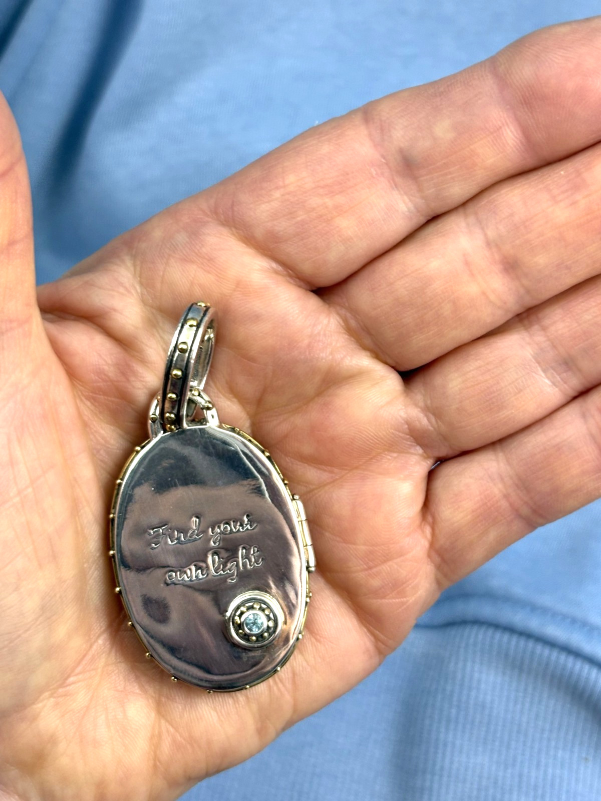 Sajen Big Sterling Silver, Bronze and Gemstone Buddah Locket Pendant 2 1/2″