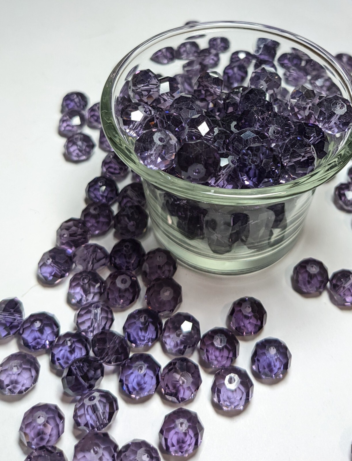 Crystal Beads 8mm Beads for Jewelry Making Bulk 180 pcs Purple Roundelle