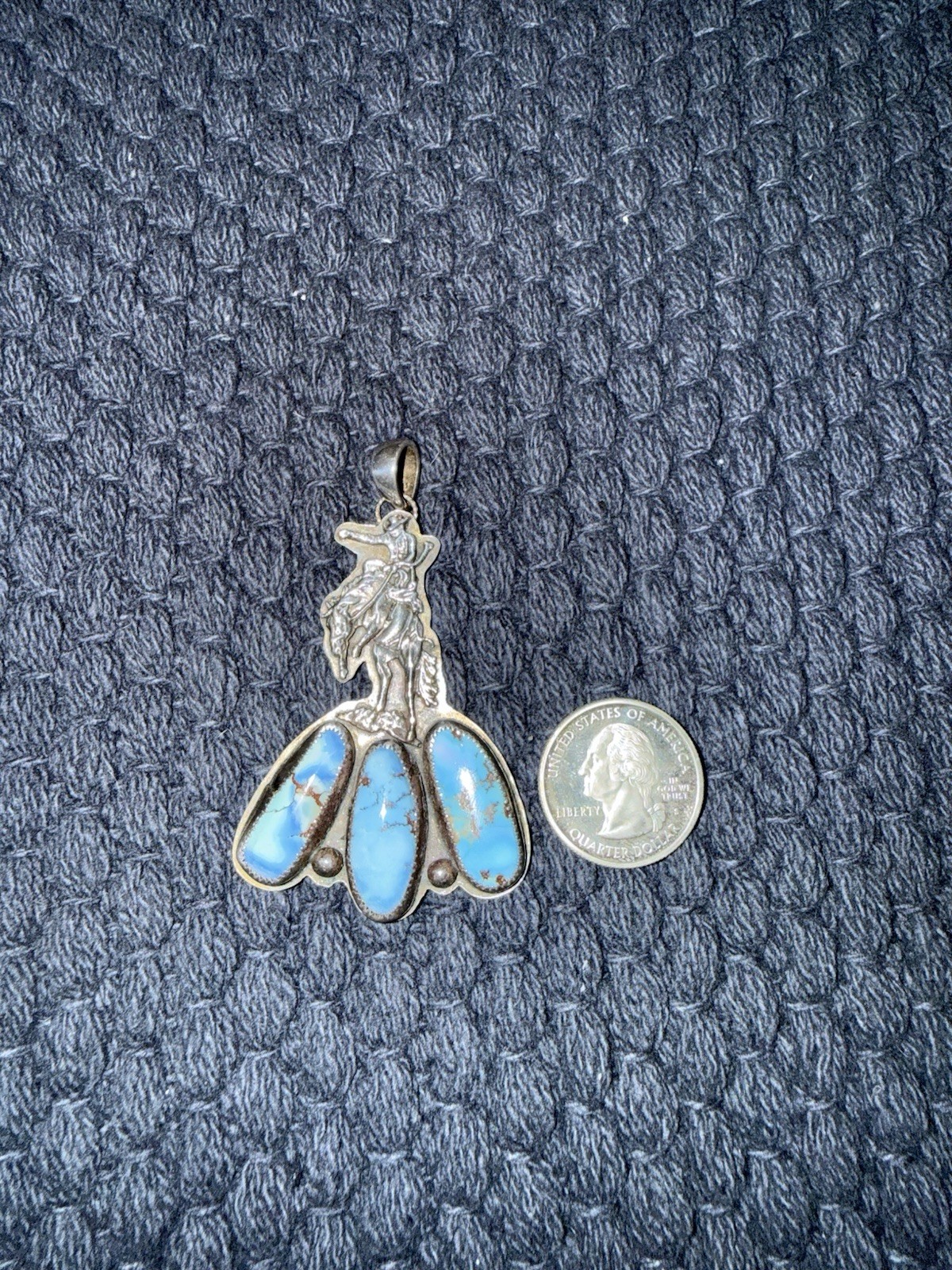 Golden Hills Turquoise Bronco pendant