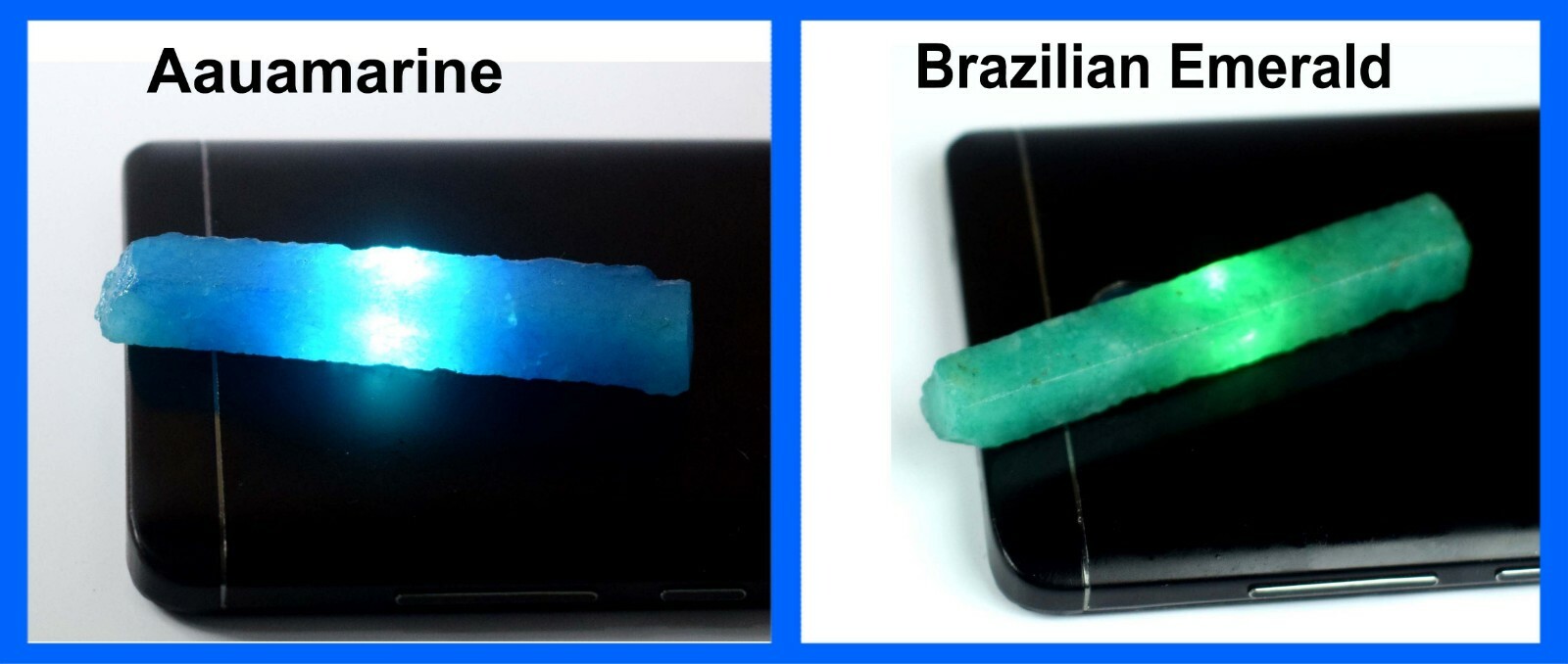 Emerald & Aquamarine Gemstone Slice Rough Pair 120 Ct Natural Brazilian AD250