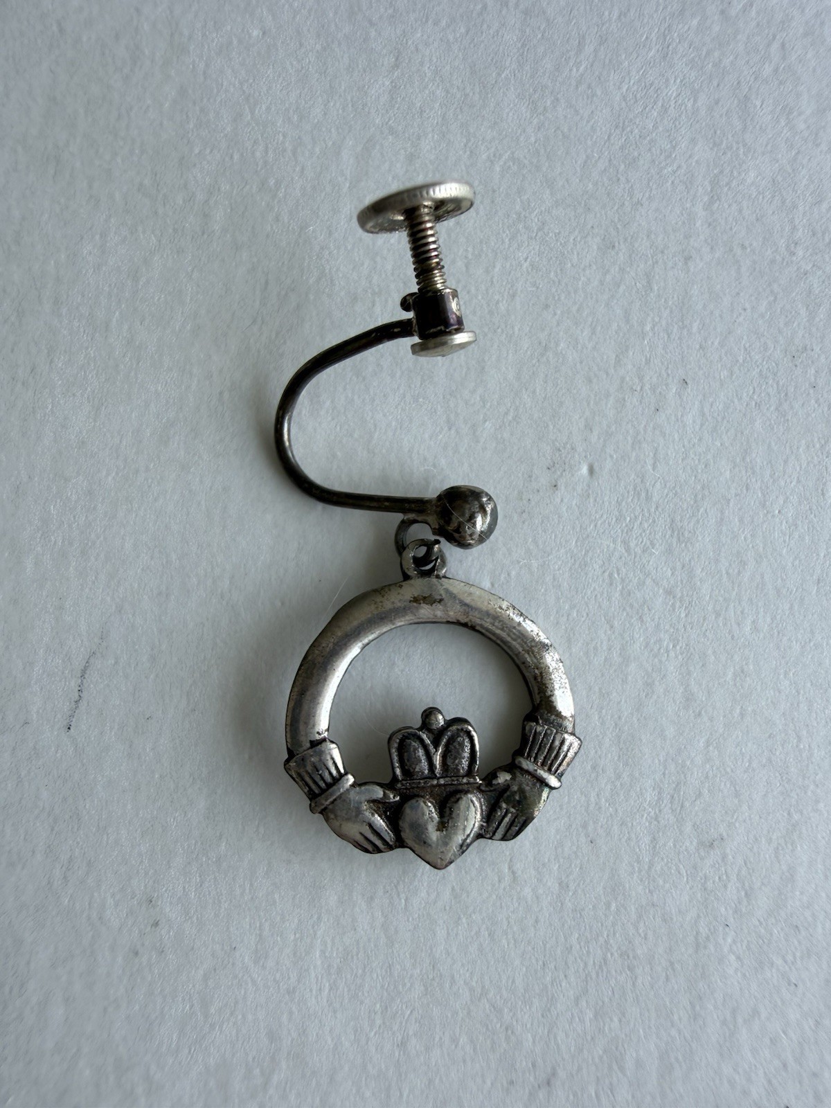 Vintage J.O’N Eire Irish Claddagh 925 Silver Screw Back Earrings Celtic Ireland
