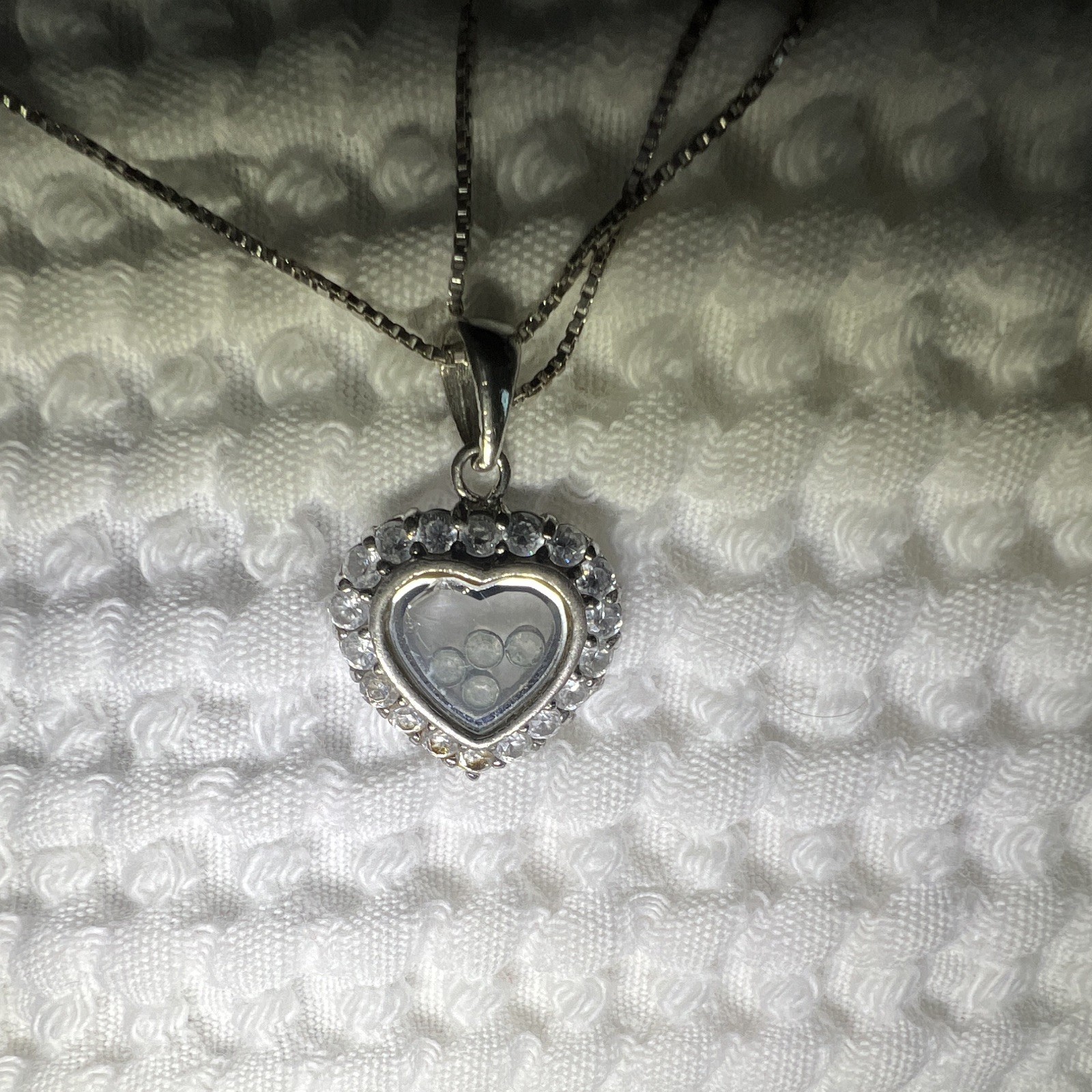 Sterling Silver 925 Heart Locket Pendant Necklace Box Chain Lobster Clasp Signed